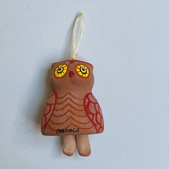 Ceramic Owl Dangle Legs Hanging Christmas Tree Ornament Wings Handpainted - Picture 2 of 5
